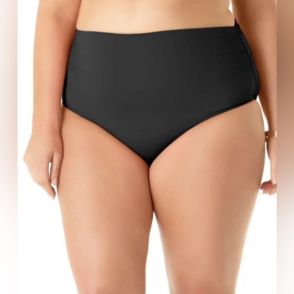MSRP $64 Anne Cole High-Waist Shirred Full Coverage Bottoms Plus Size 24W (L)